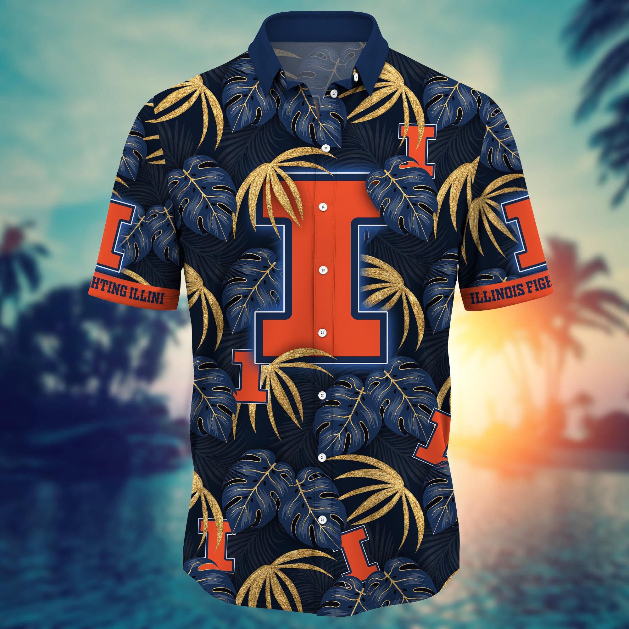 Illinois Fighting Illini NCAA Hawaiian Shirt Beach Season Aloha Shirt