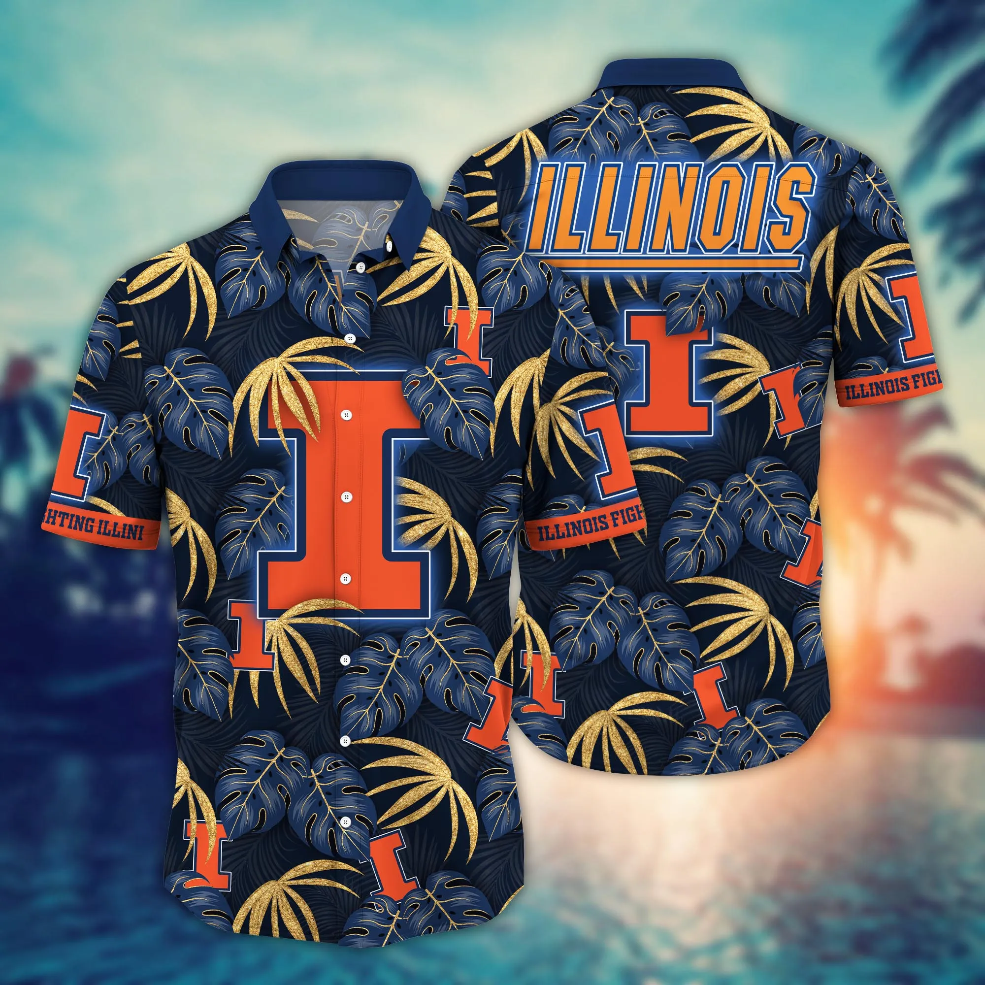 Illinois Fighting Illini NCAA Hawaiian Shirt Beach Season Aloha Shirt