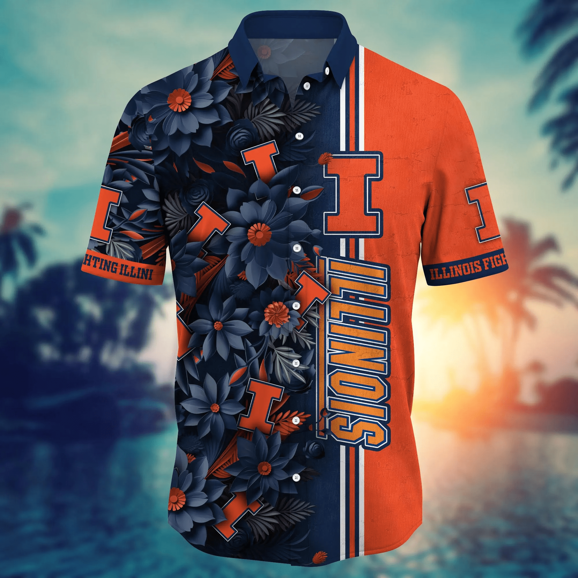 Illinois Fighting Illini NCAA Hawaiian Shirt Custom Sun Dresses Aloha Shirt