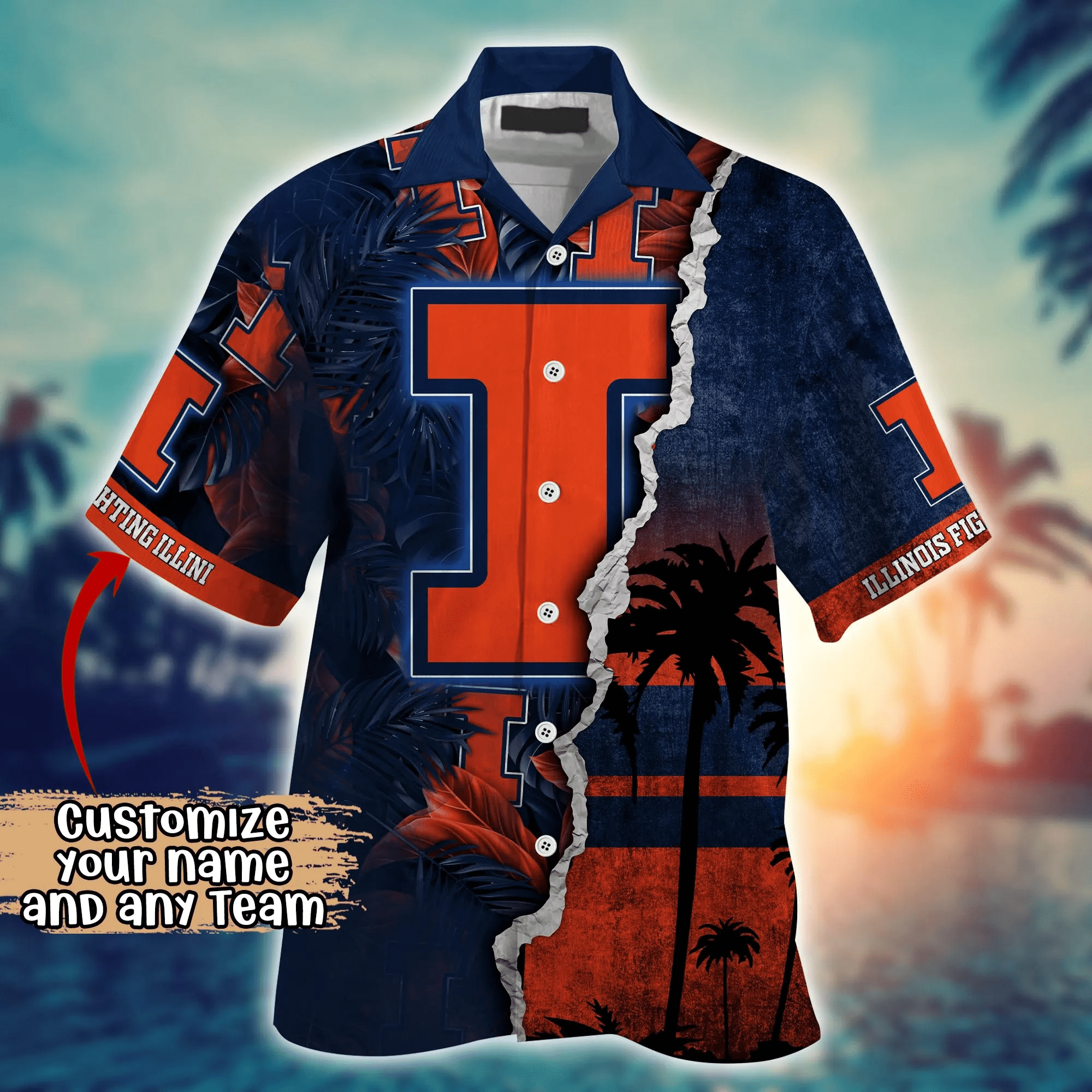 Illinois Fighting Illini NCAA Hawaiian Shirt Custom Sunburn Aloha Shirt