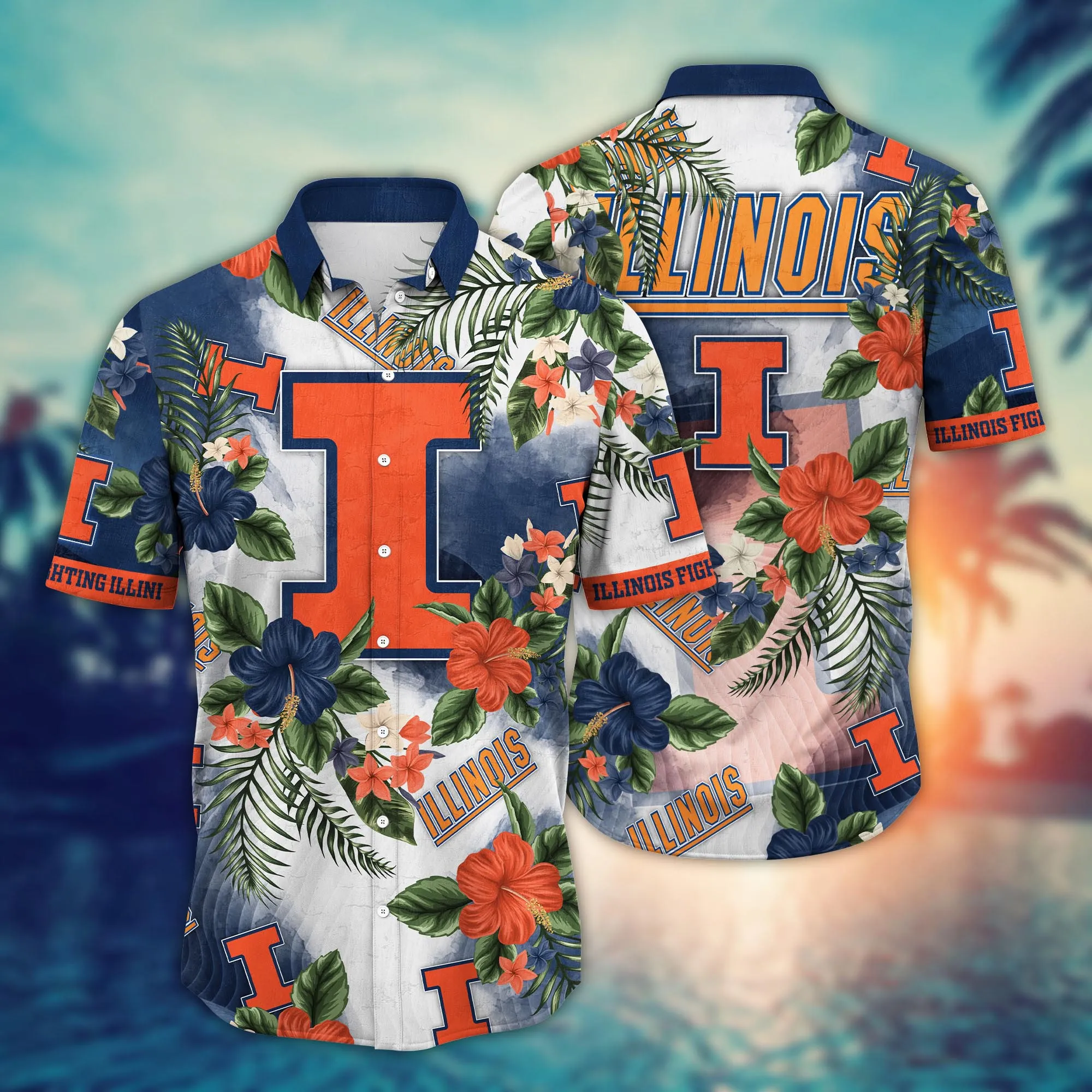 Illinois Fighting Illini NCAA Hawaiian Shirt Getawaystime Footie Shirts Illinois Fighting Illini NCAA Hawaiian Shirt Getawaystime Footie Shirts
