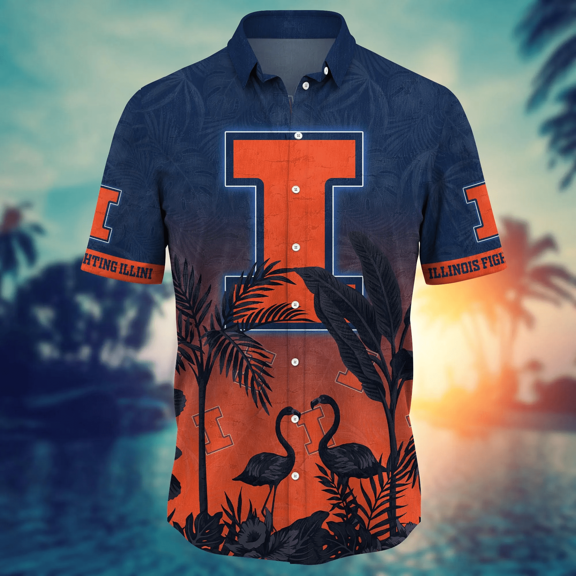 Illinois Fighting Illini NCAA Hawaiian Shirt Leisuretime Aloha Shirt