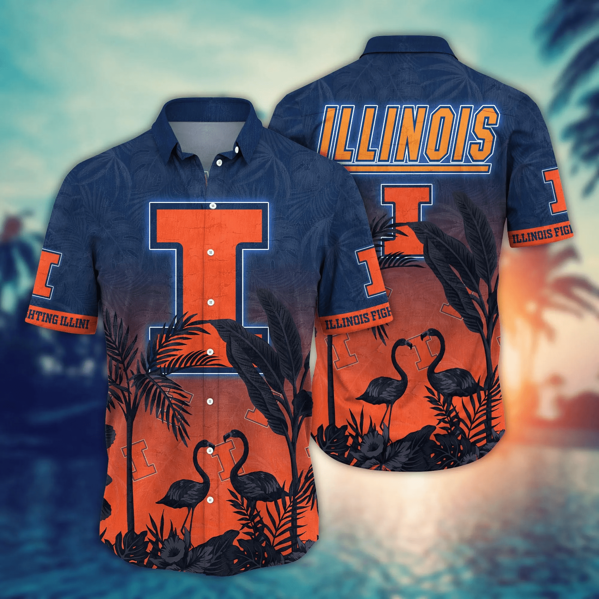 Illinois Fighting Illini NCAA Hawaiian Shirt Leisuretime Aloha Shirt Illinois Fighting Illini NCAA Hawaiian Shirt Leisuretime Aloha Shirt