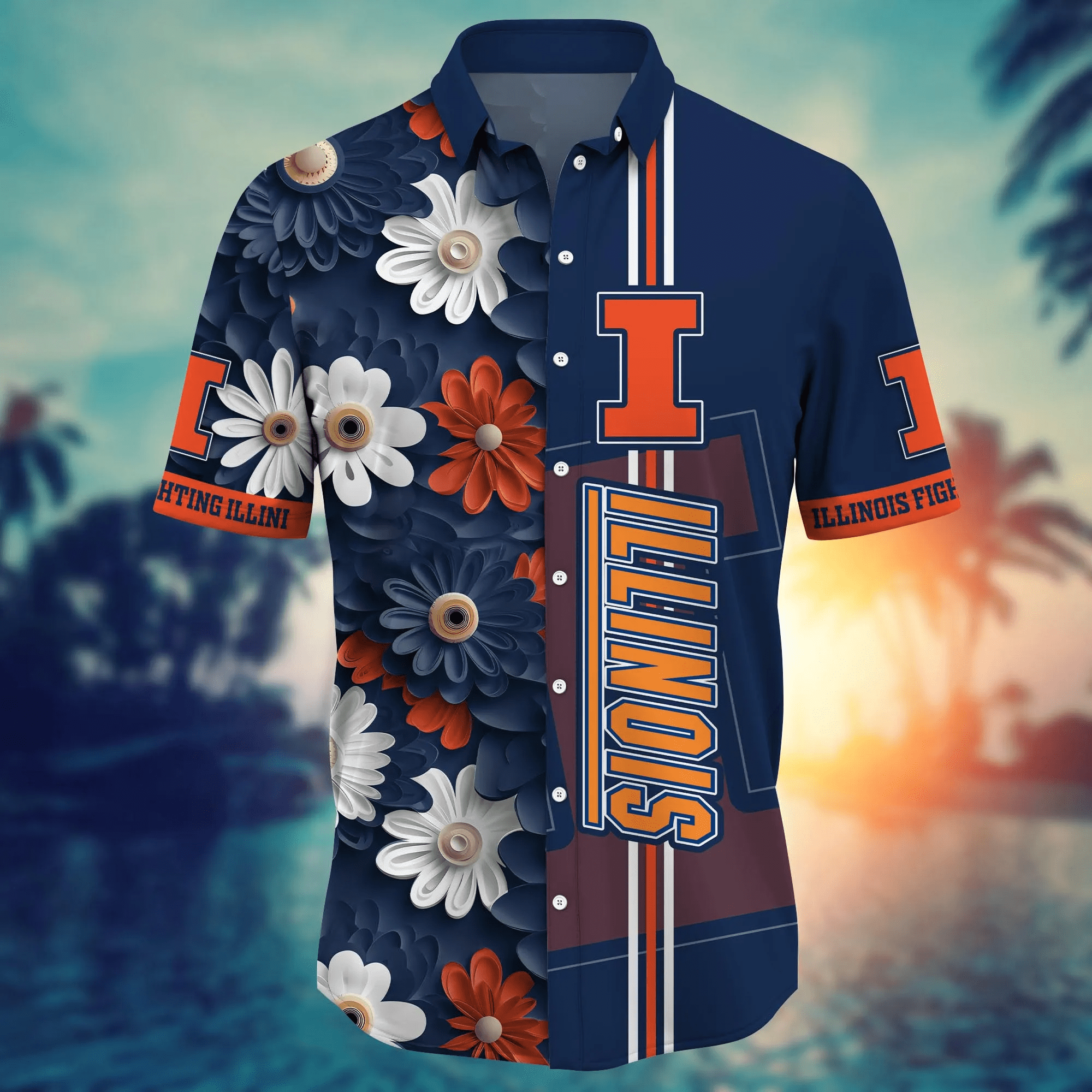 Illinois Fighting Illini NCAA Hawaiian Shirt Outdoor Movies Aloha Shirt