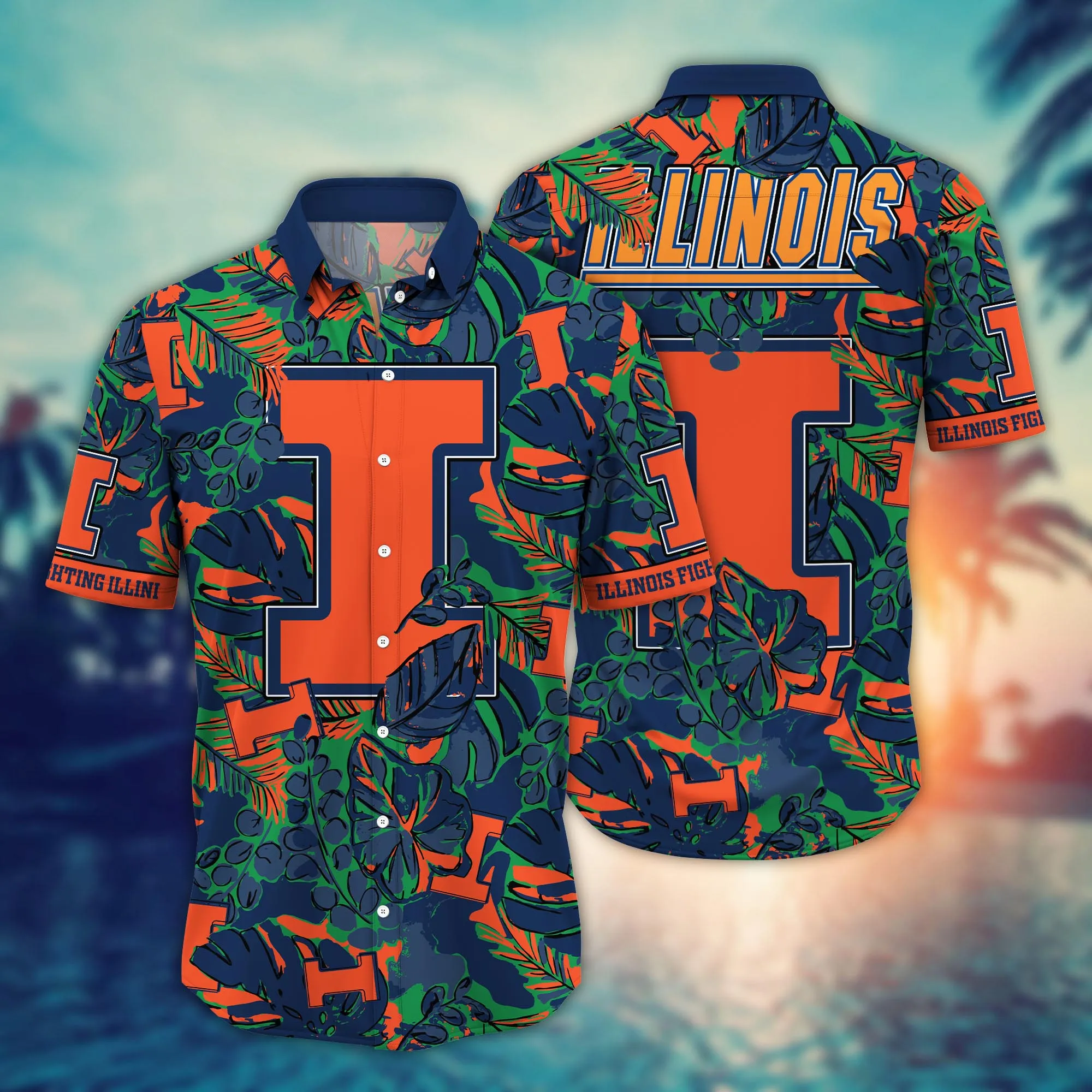 Illinois Fighting Illini NCAA Hawaiian Shirt Summer Fruits Aloha Shirt Illinois Fighting Illini NCAA Hawaiian Shirt Summer Fruits Aloha Shirt