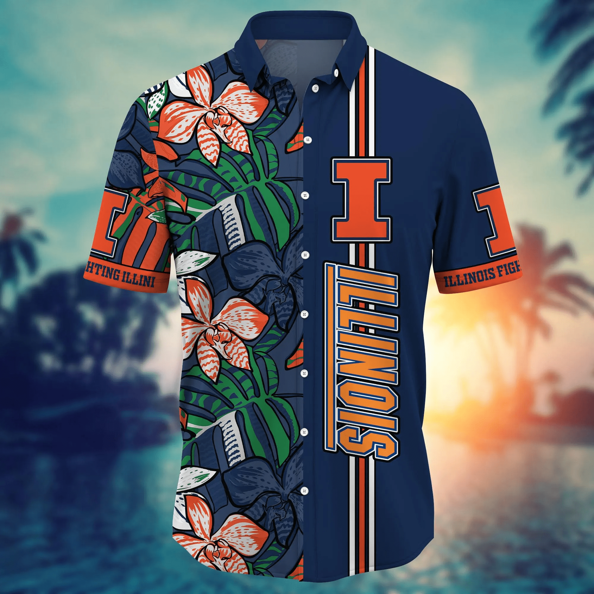 Illinois Fighting Illini NCAA Hawaiian Shirt Sun-Up Aloha Shirt