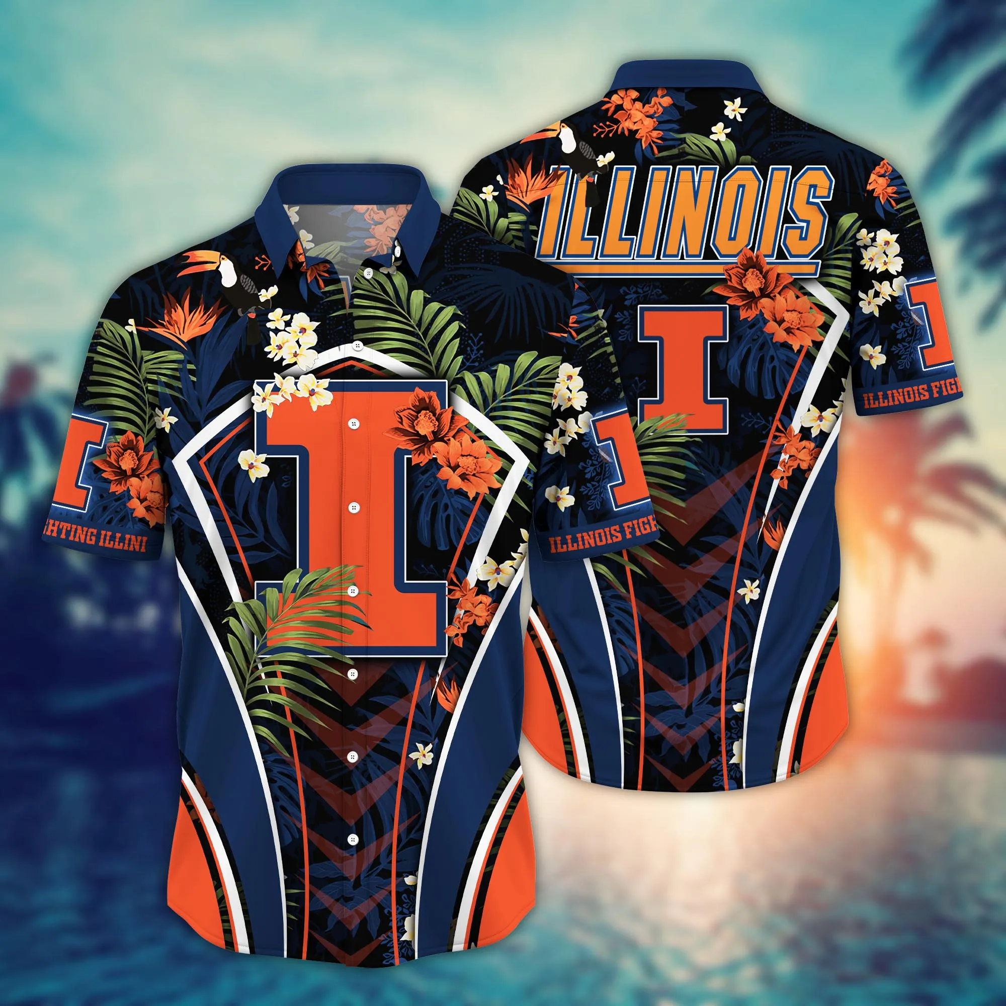 Illinois Fighting Illini NCAA Hawaiian Shirt Sunlit Aloha Shirt