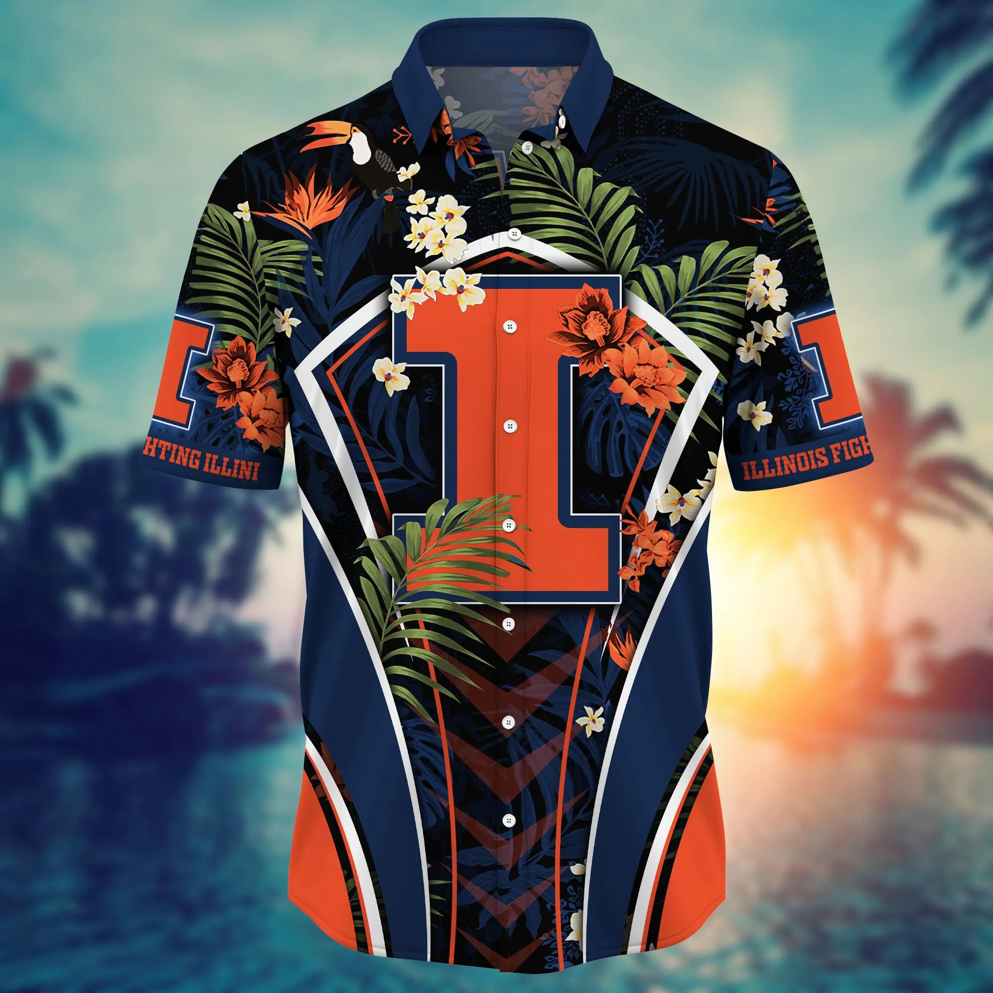 Illinois Fighting Illini NCAA Hawaiian Shirt Sunlit Aloha Shirt