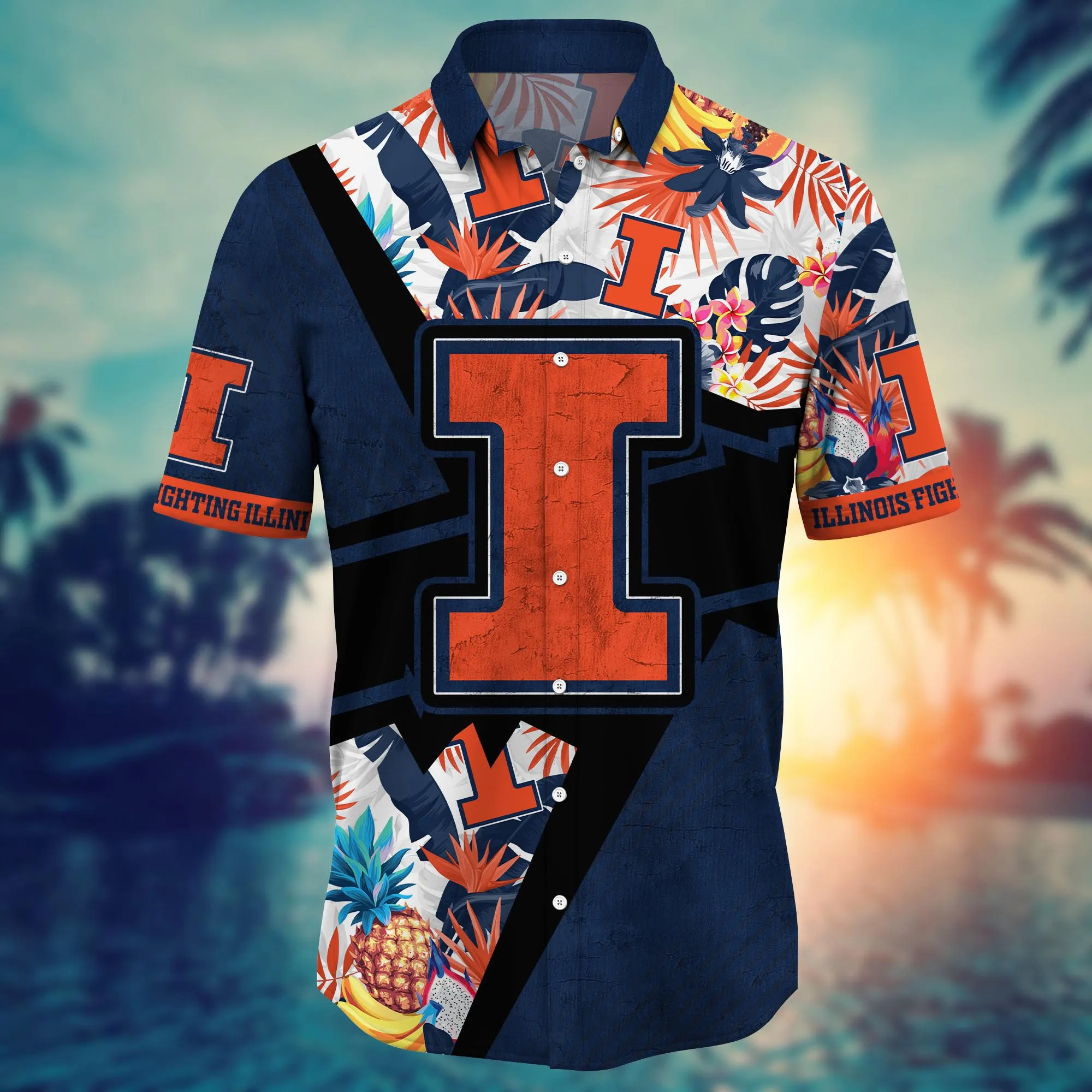 Illinois Fighting Illini NCAA Hawaiian Shirt Sunsets Aloha Shirt