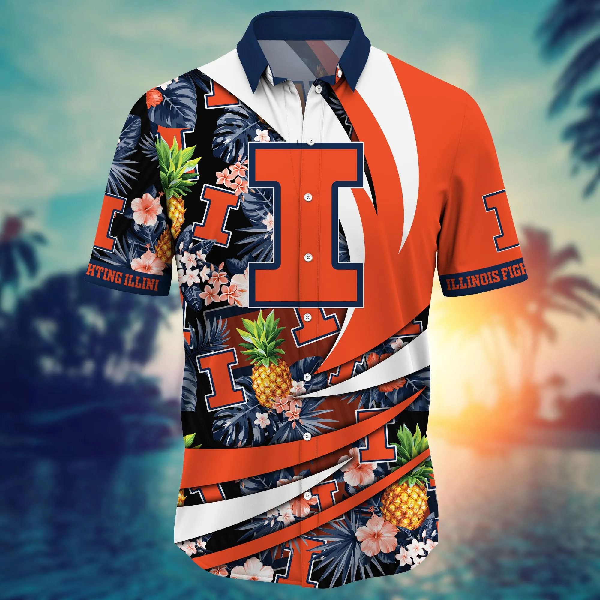 Illinois Fighting Illini NCAA Hawaiian Shirt Vacation Spots Aloha Shirt