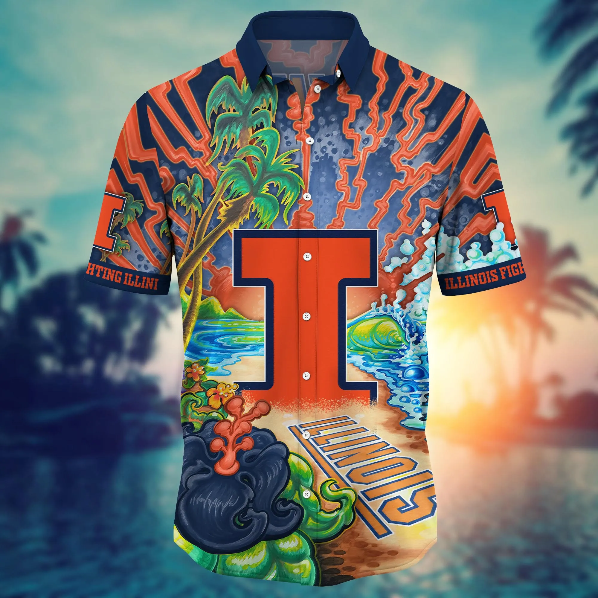 Illinois Fighting Illini NCAA Hawaiian Shirt Vacation Spotstime Aloha Shirt