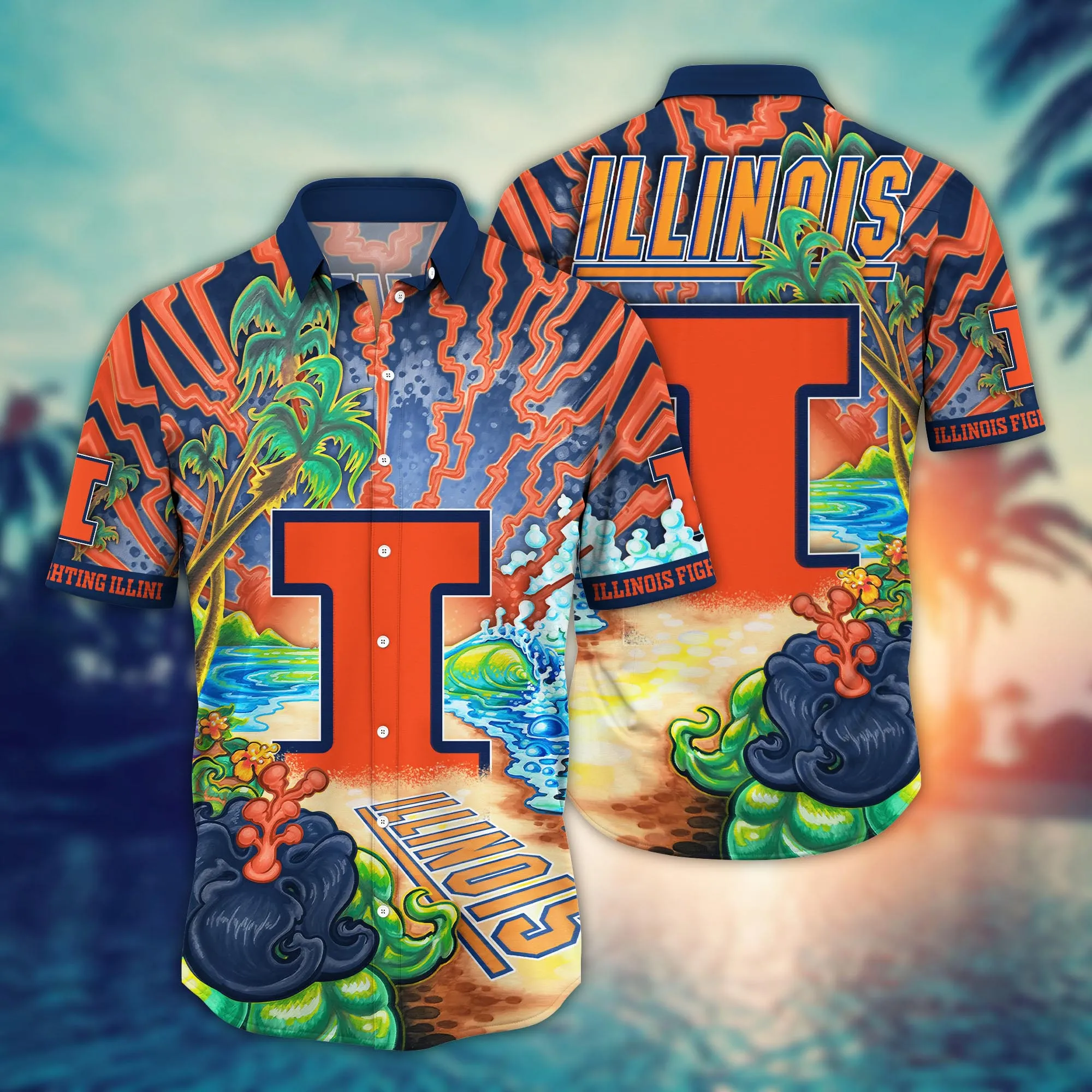 Illinois Fighting Illini NCAA Hawaiian Shirt Vacation Spotstime Aloha Shirt Illinois Fighting Illini NCAA Hawaiian Shirt Vacation Spotstime Aloha Shirt