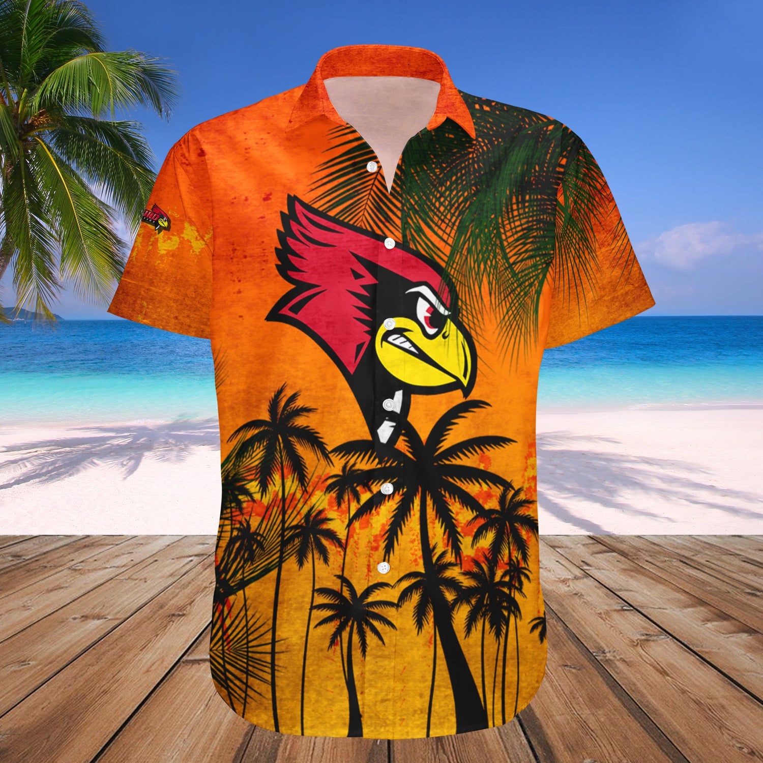 Illinois State Redbirds Hawaii Shirt Coconut Tree Tropical Grunge – NCAA