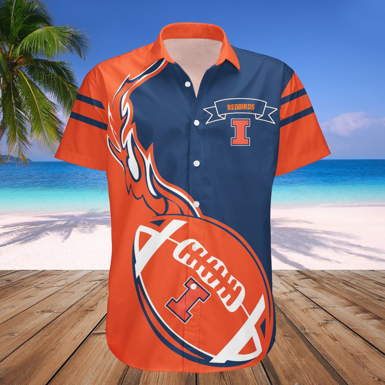 Illinois State Redbirds Hawaii Shirt Flame Ball – NCAA