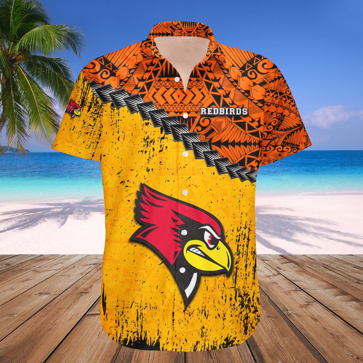 Illinois State Redbirds Hawaii Shirt Grunge Polynesian Tattoo – NCAA