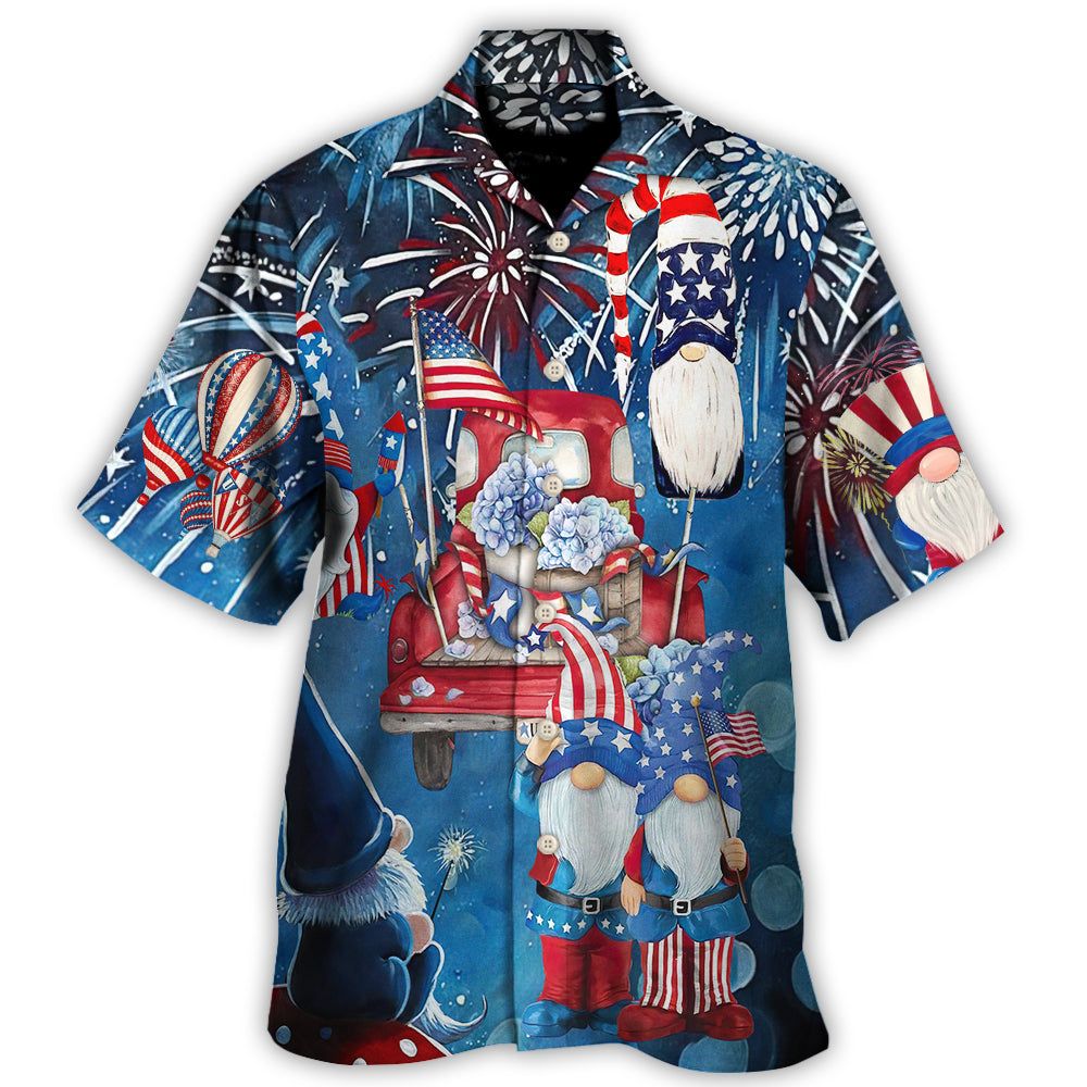 Independence Day Cute Three Trio Gnome 4Th Of July Hawaiian Shirt