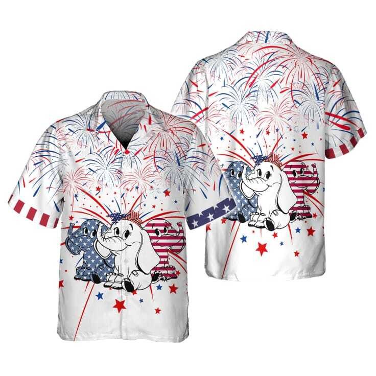 Independence Day Elephant 3D Trendy Hawaiian Shirt