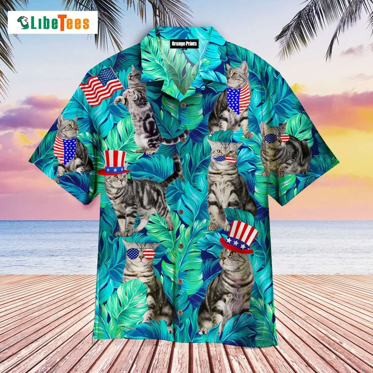 Independence Day Hawaiian Shirt for Cat Lovers