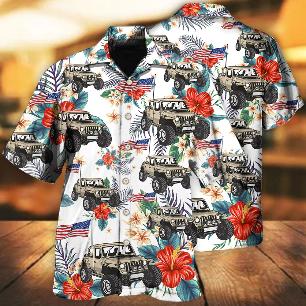 Independence Day Jeep Celebration Hawaiian Shirt Unique Print