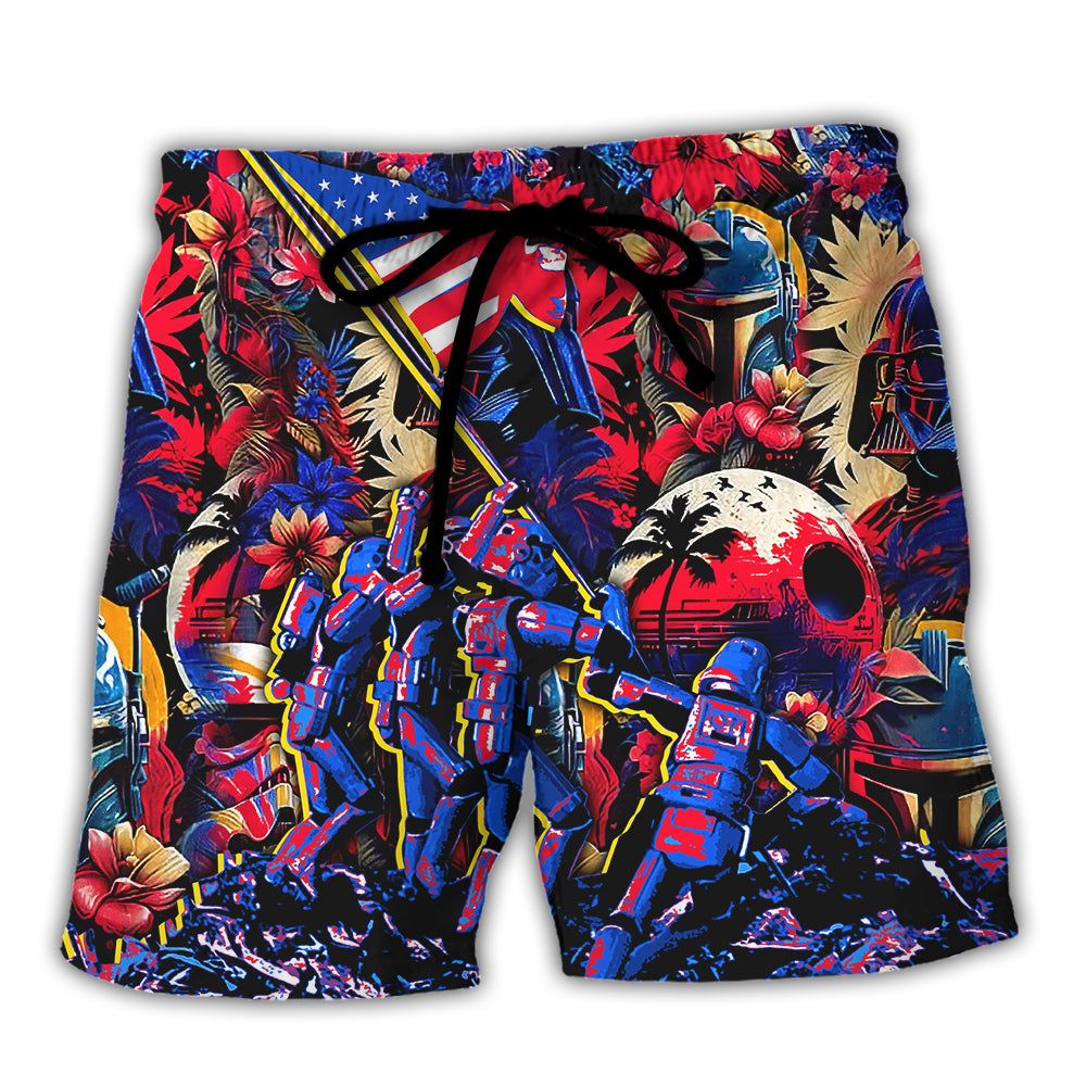 Independence Day Special Starwars Synthwave Tropical Style Trendy Aloha Hawaiian Beach Shorts Independence Day Special Starwars Synthwave Tropical Style Trendy Aloha Hawaiian Beach Shorts