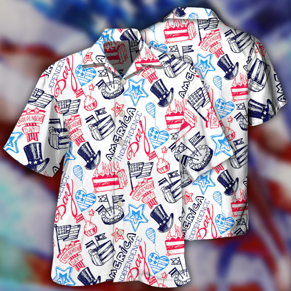 Independence Day Unique Artistic Symbols Hawaiian Shirt