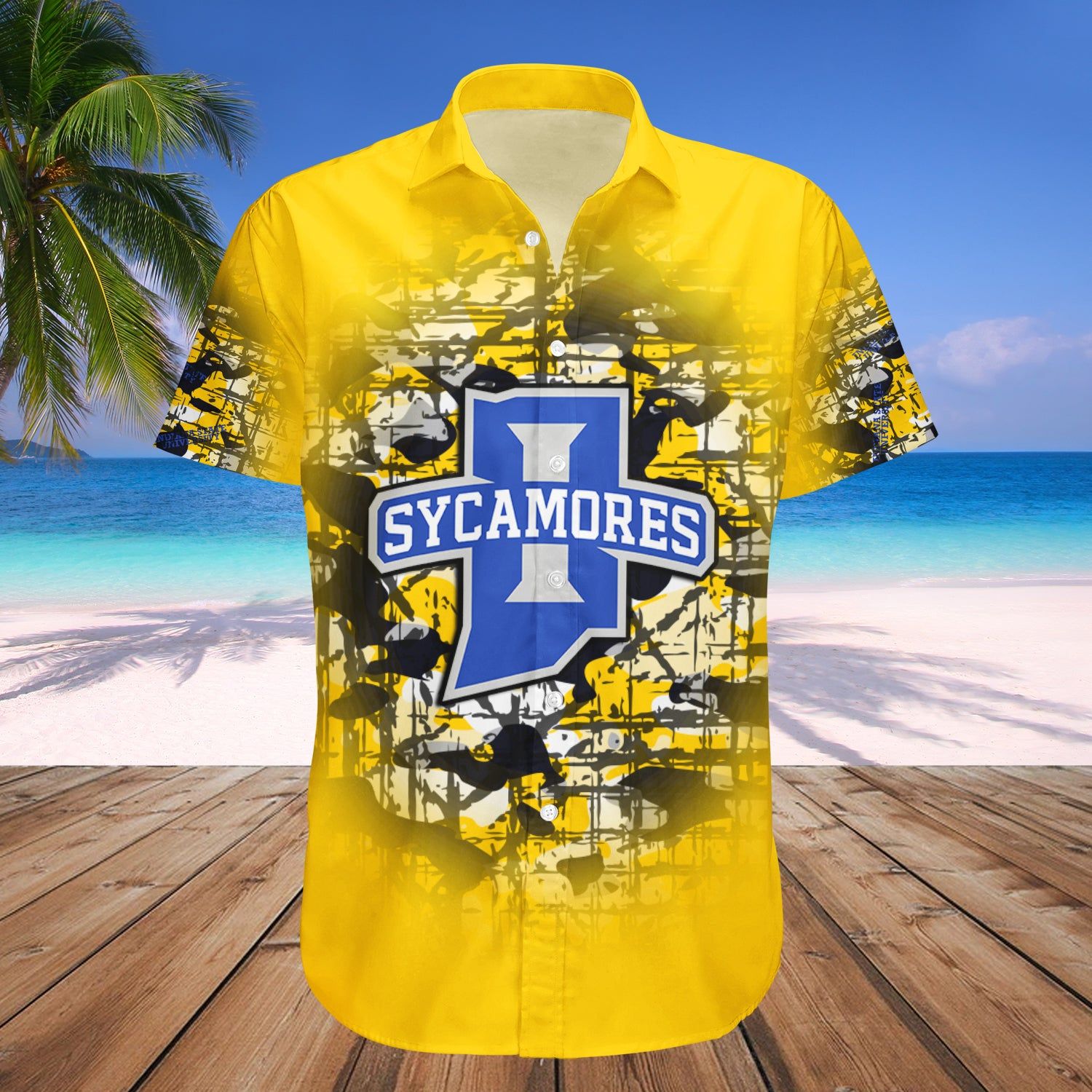 Indiana State Sycamores Hawaii Shirt Camouflage Vintage – NCAA