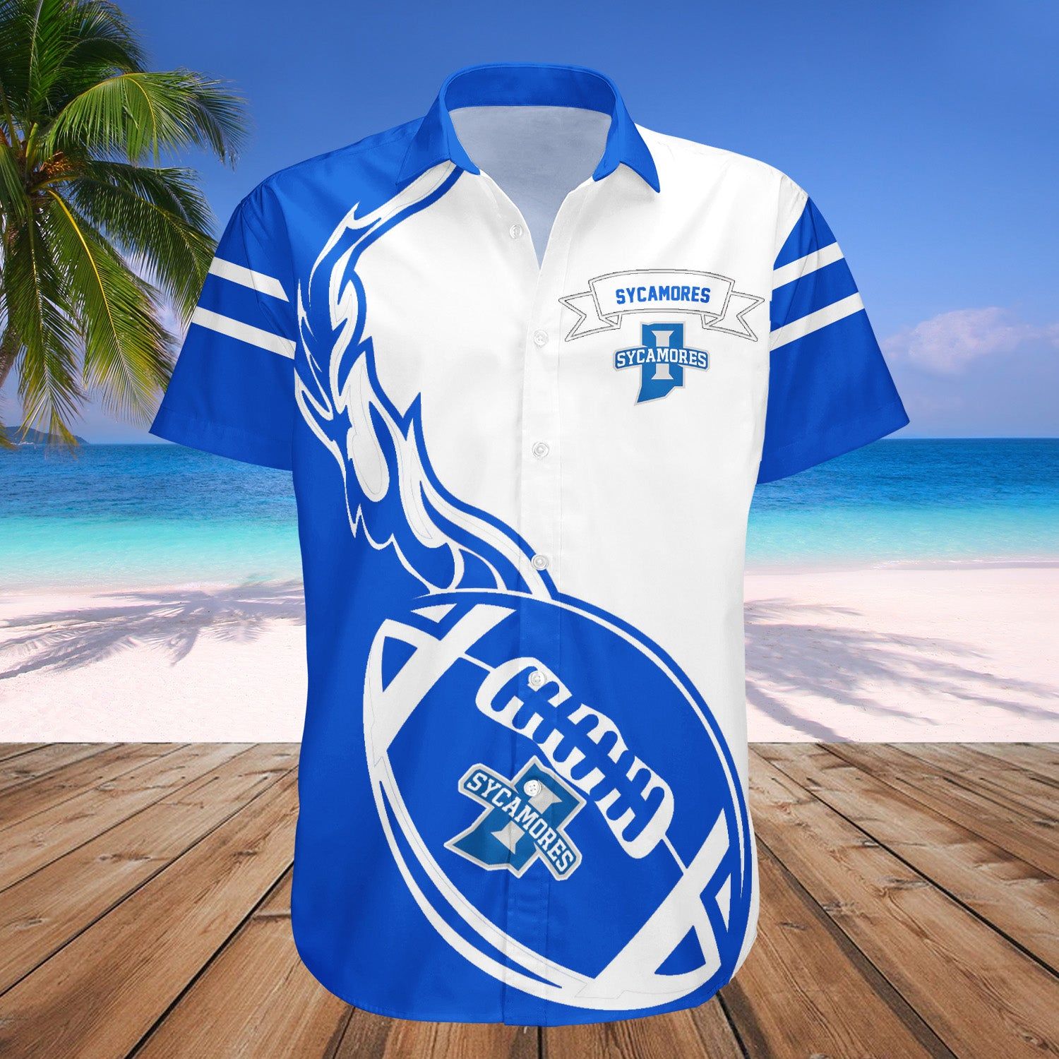 Indiana State Sycamores Hawaii Shirt Flame Ball – NCAA