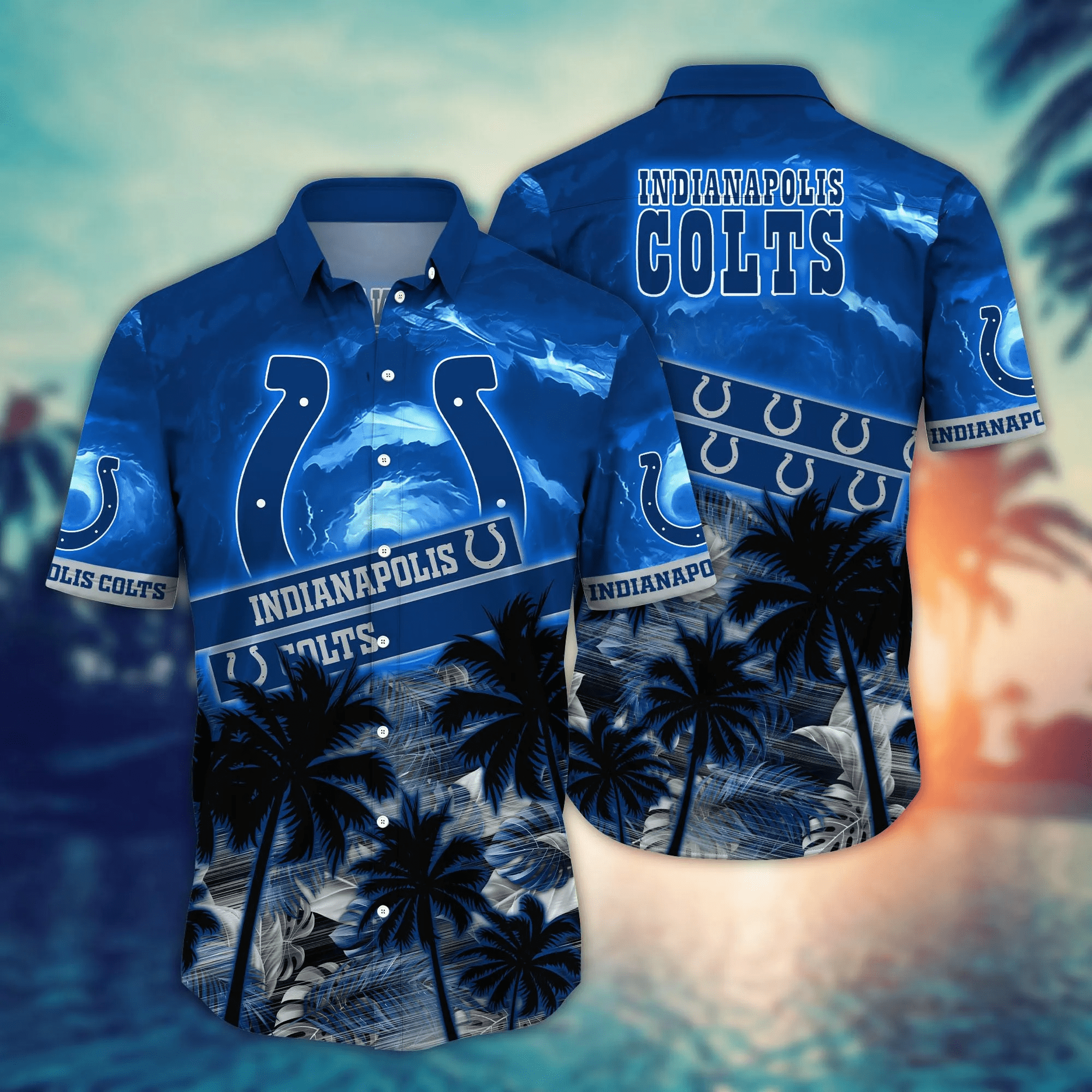 Indianapolis Colts NFL Hawaiian Shirt Golden Rays Aloha Shirt Indianapolis Colts NFL Hawaiian Shirt Golden Rays Aloha Shirt
