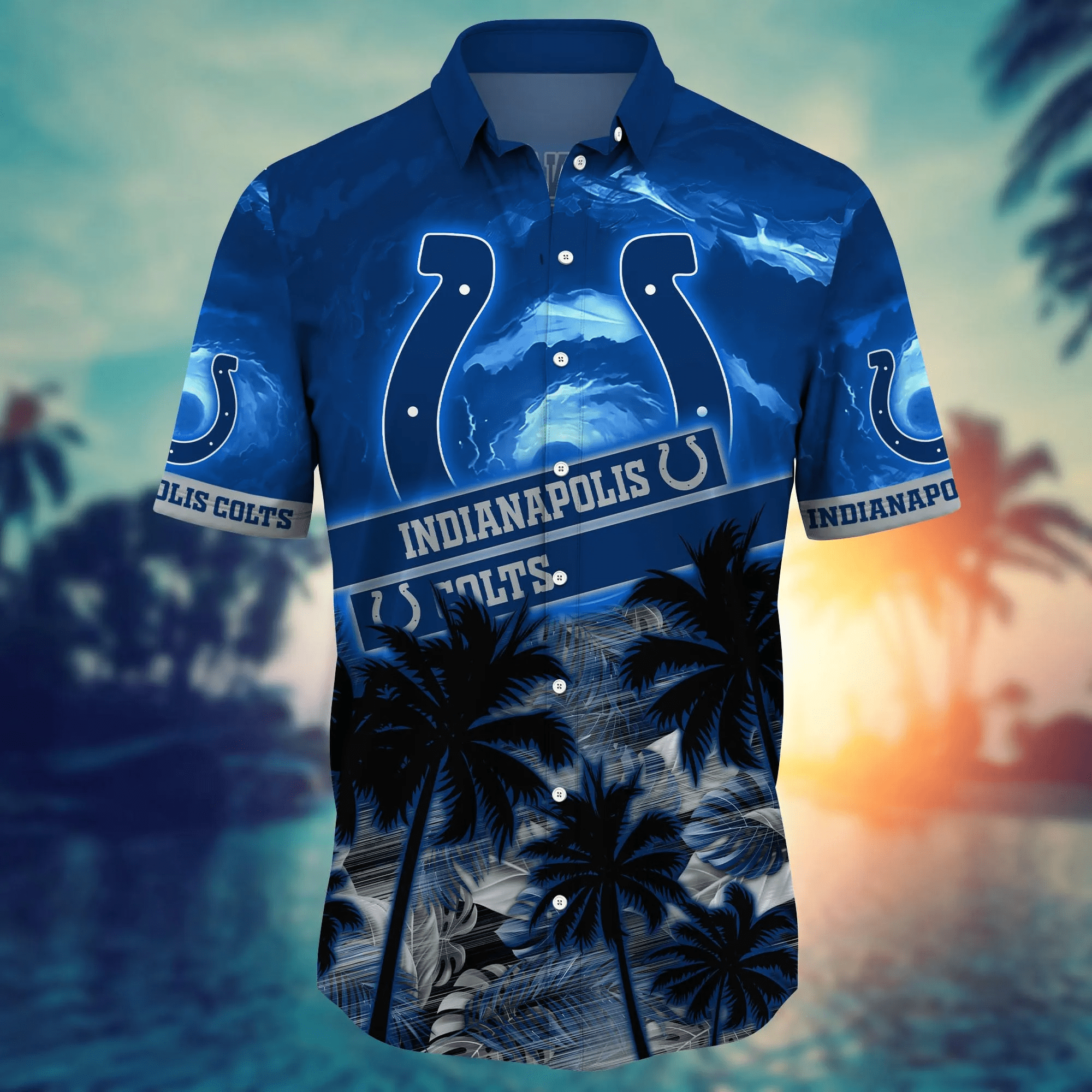 Indianapolis Colts NFL Hawaiian Shirt Golden Rays Aloha Shirt