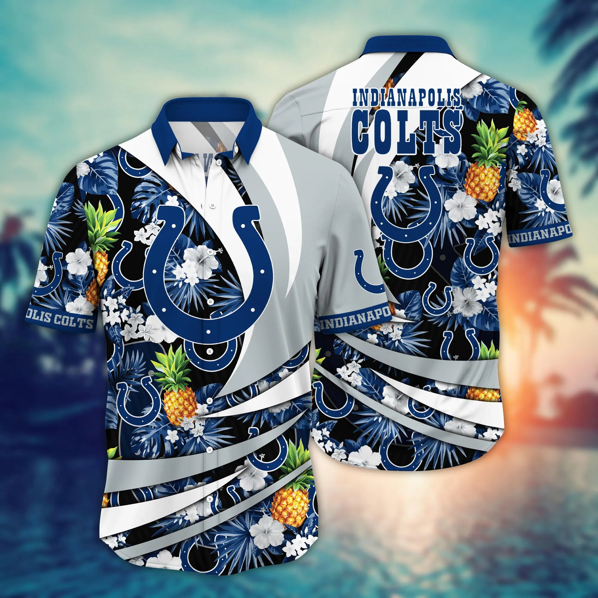 Indianapolis Colts NFL Hawaiian Shirt Sunshine Aloha Shirt Indianapolis Colts NFL Hawaiian Shirt Sunshine Aloha Shirt