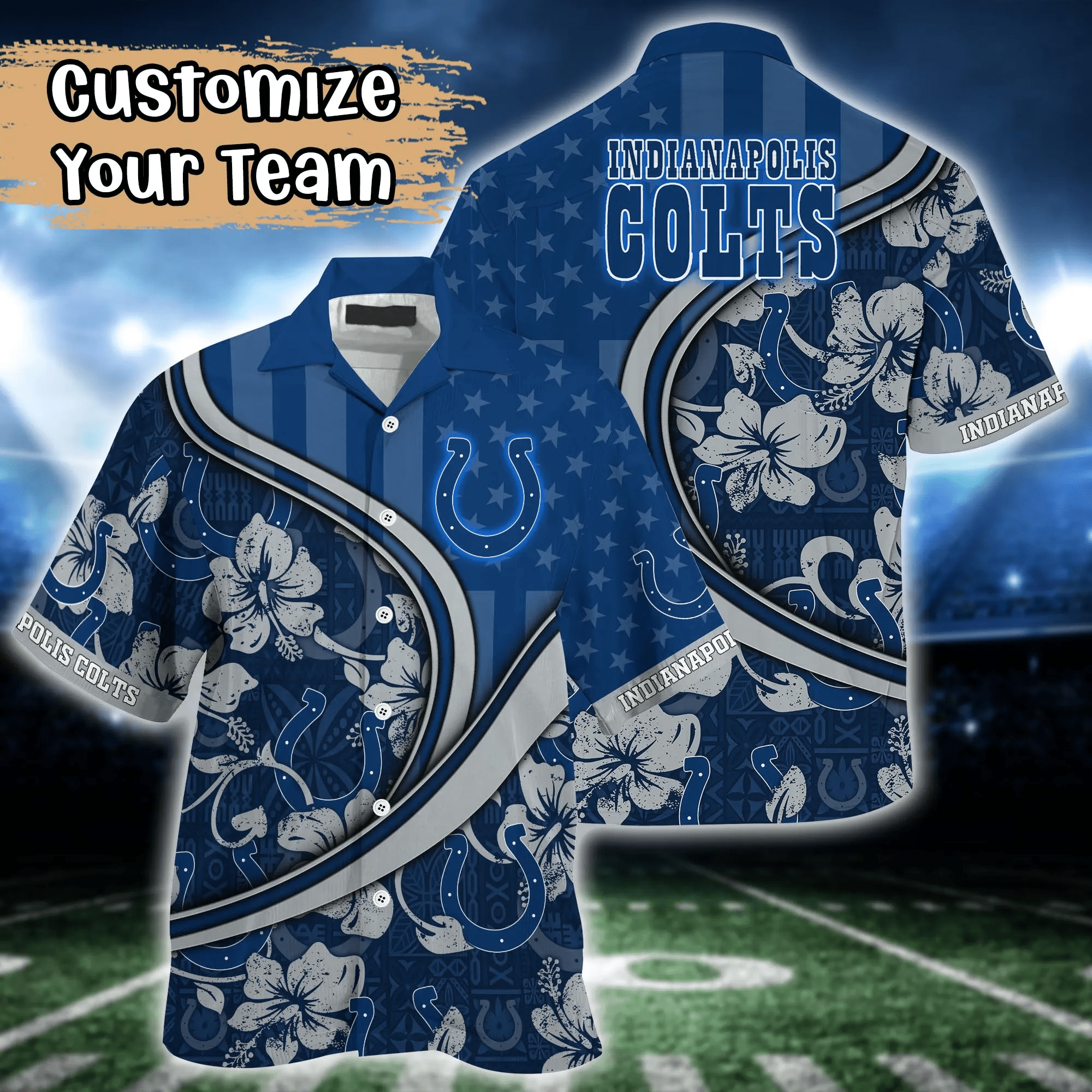 Indianapolis Colts NFL Us Flag Hawaiian Shirt Custom Summer Aloha Shirt