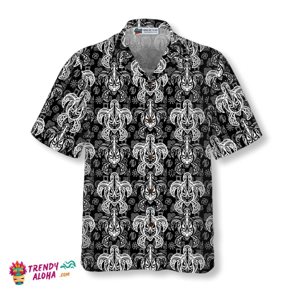 Indigenous Tribal Polynesian Style Sea Turtle Hawaiian Shirt