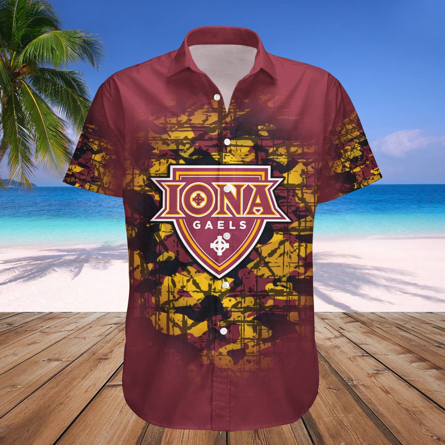 Iona Gaels Hawaii Shirt Camouflage Vintage – NCAA