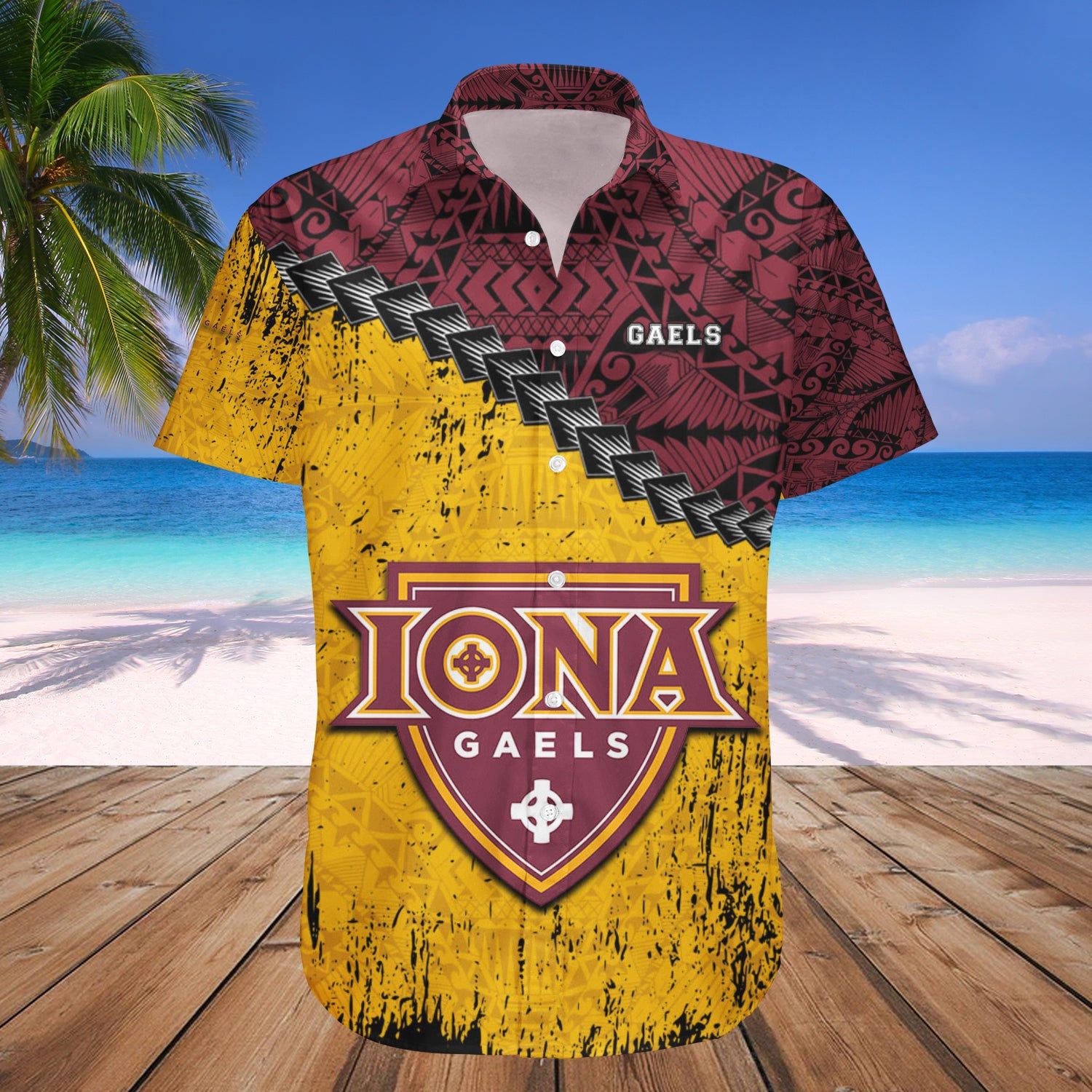 Iona Gaels Hawaii Shirt Grunge Polynesian Tattoo – NCAA
