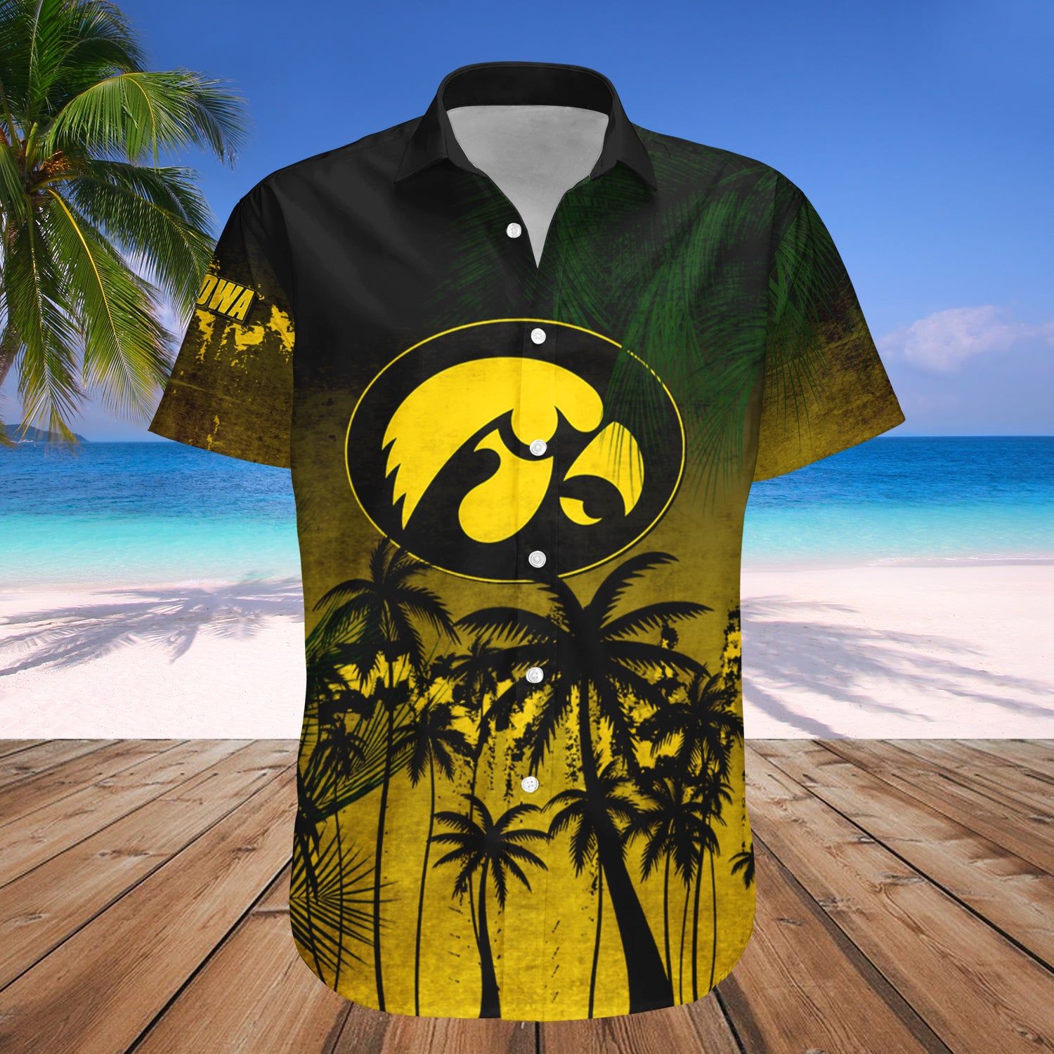 Iowa Hawkeyes Hawaii Shirt Coconut Tree Tropical Grunge – NCAA