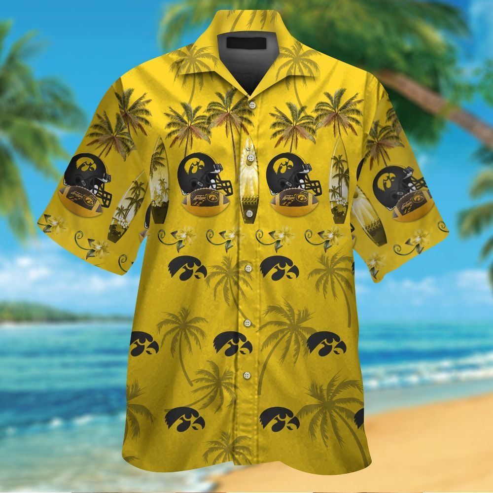 Iowa Hawkeyes Short Sleeve Button Up Tropical Hawaiian Shirt VER010