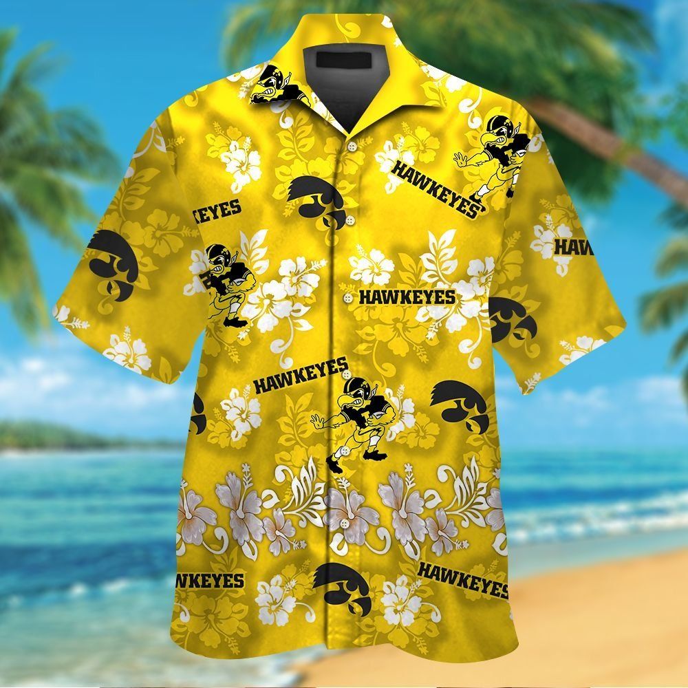 Iowa Hawkeyes Short Sleeve Button Up Tropical Hawaiian Shirt VER011