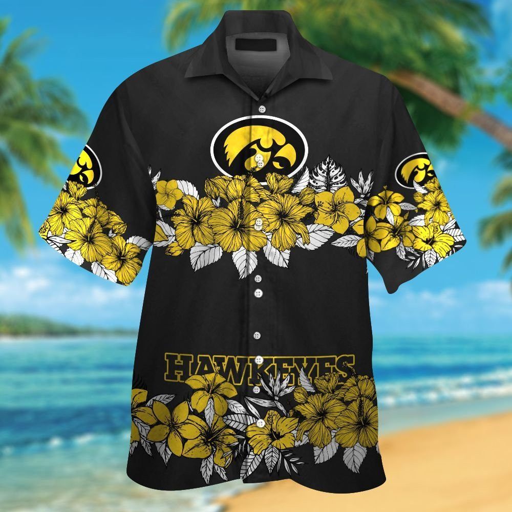 Iowa Hawkeyes Short Sleeve Button Up Tropical Hawaiian Shirt VER012