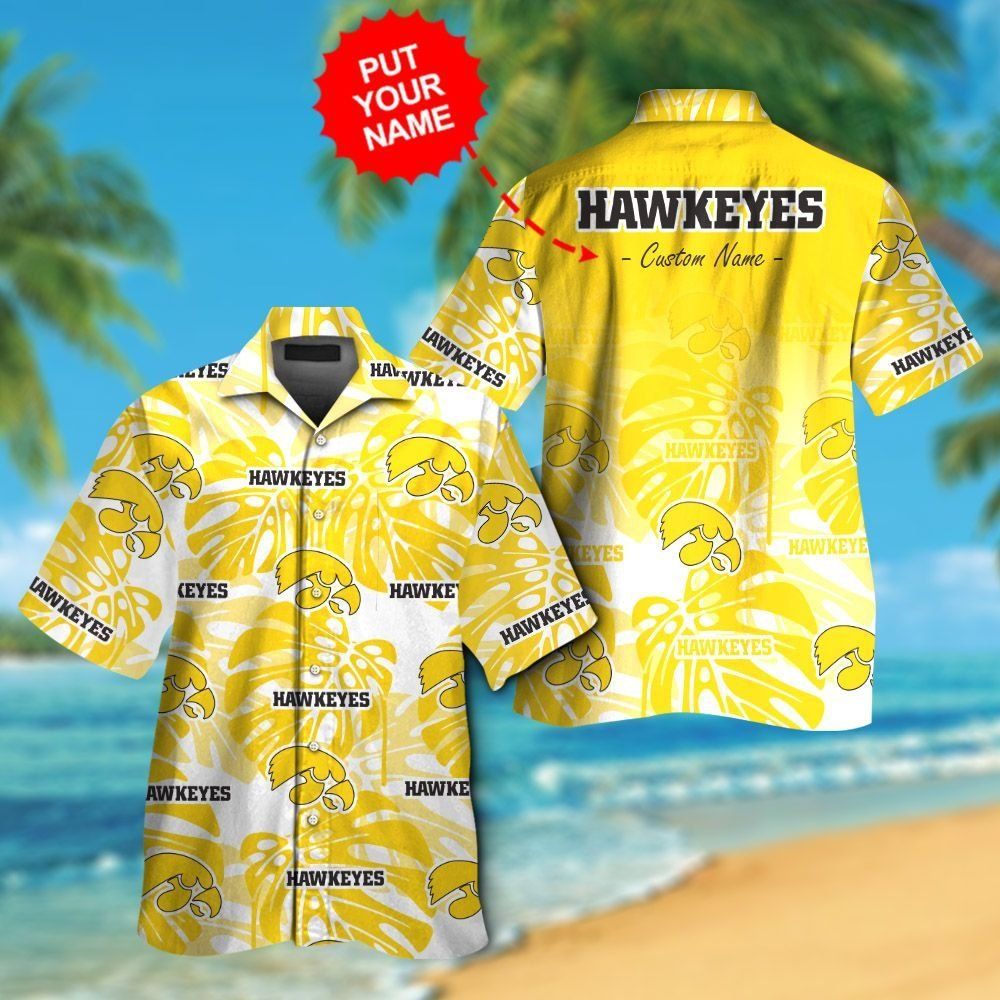 Iowa Hawkeyes Short Sleeve Button Up Tropical Hawaiian Shirt VER015