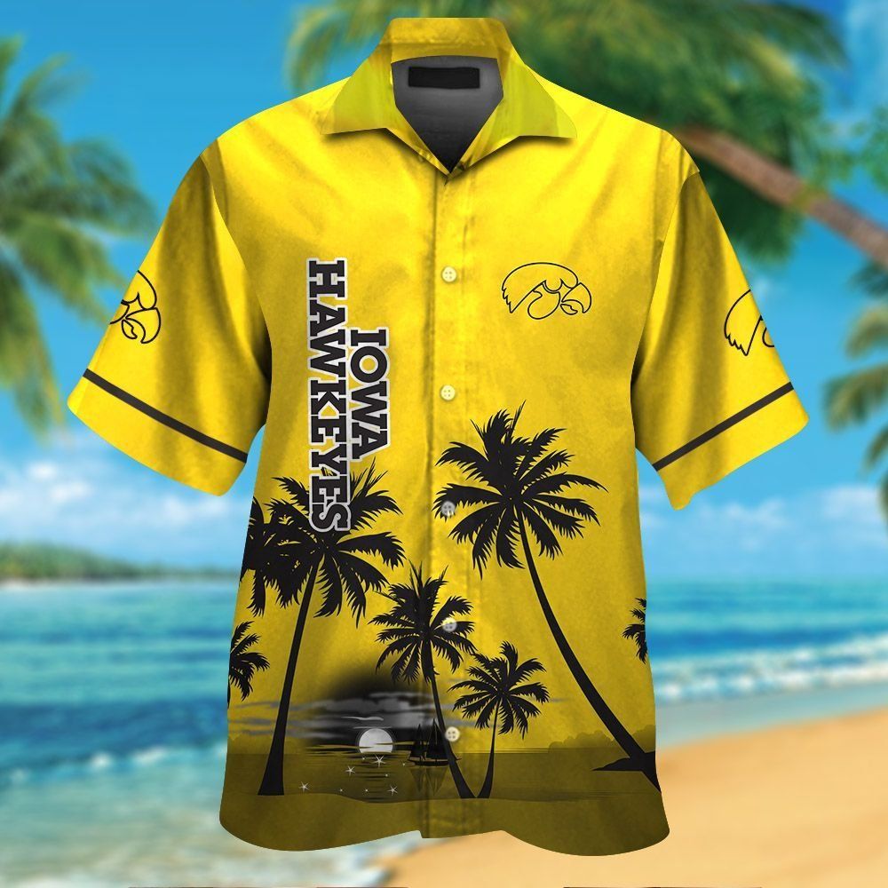 Iowa Hawkeyes Short Sleeve Button Up Tropical Hawaiian Shirt VER016