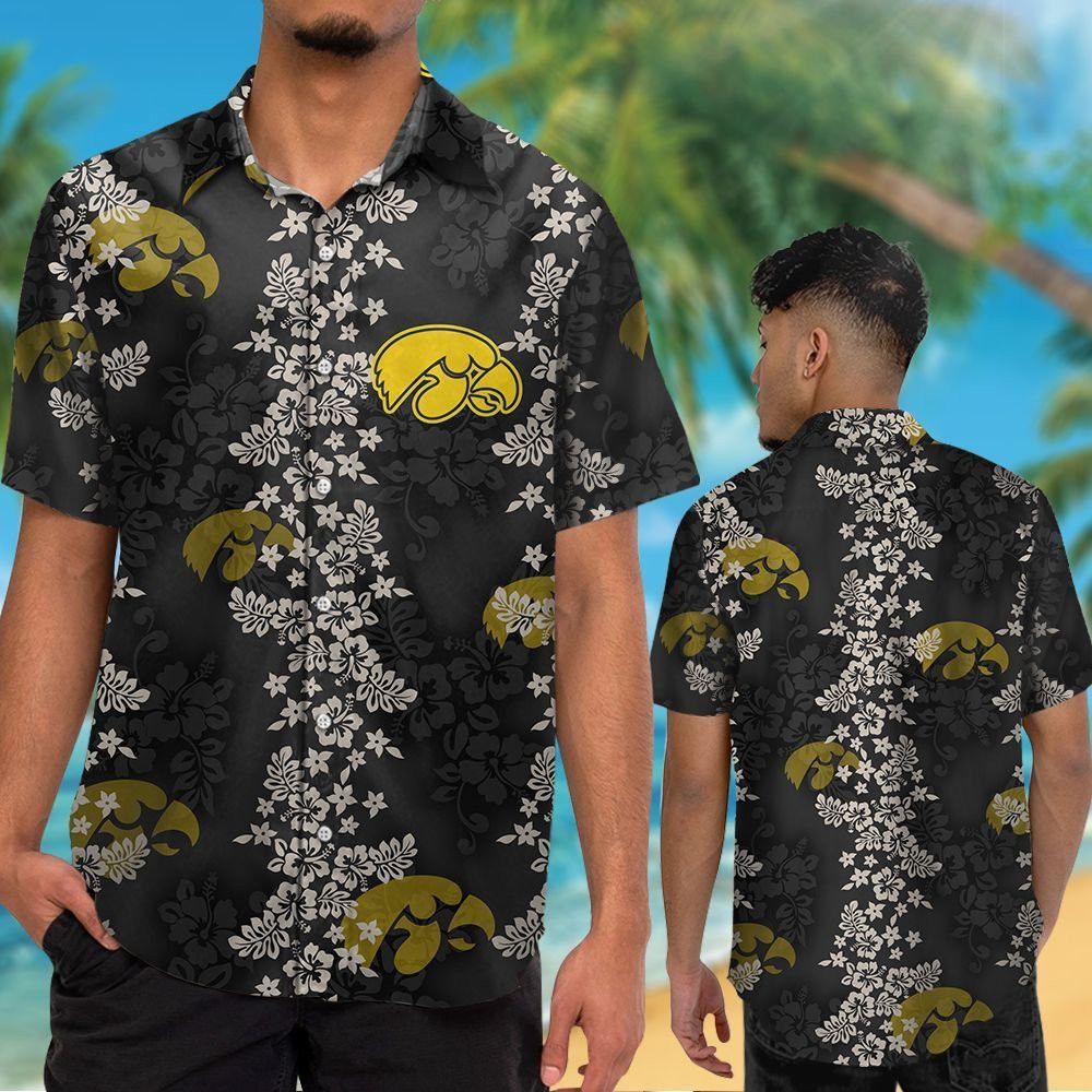 Iowa Hawkeyes Short Sleeve Button Up Tropical Hawaiian Shirt VER017