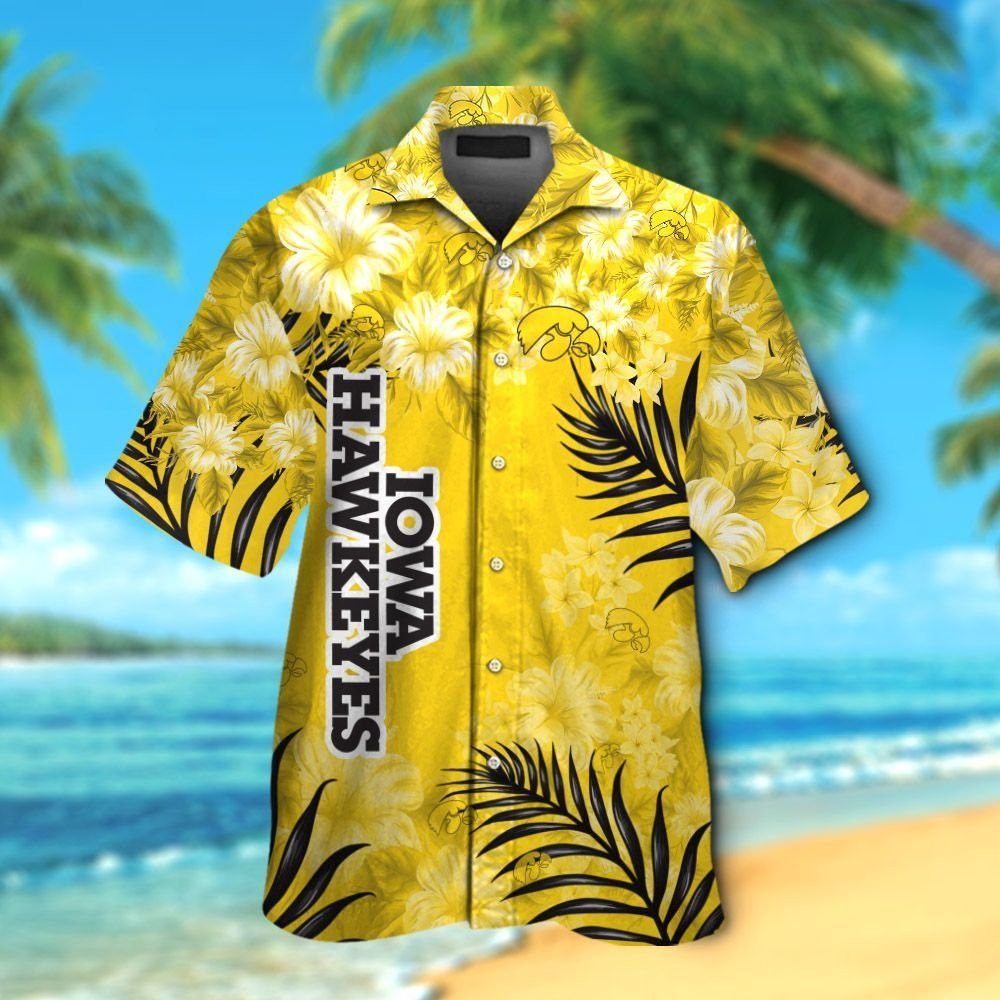 Iowa Hawkeyes Short Sleeve Button Up Tropical Hawaiian Shirt VER02