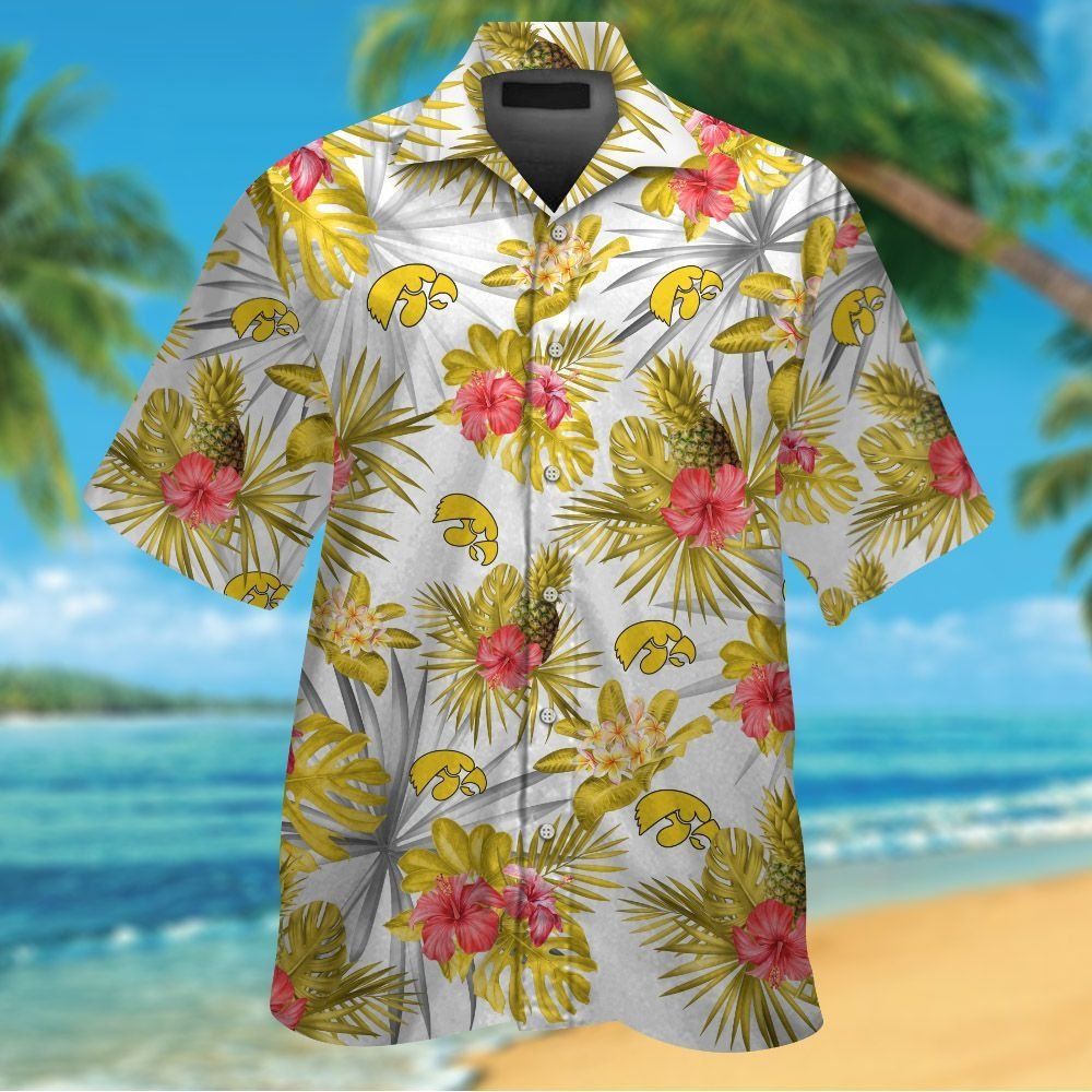 Iowa Hawkeyes Short Sleeve Button Up Tropical Hawaiian Shirt VER021