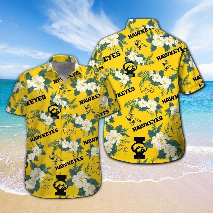 Iowa Hawkeyes Short Sleeve Button Up Tropical Hawaiian Shirt VER024
