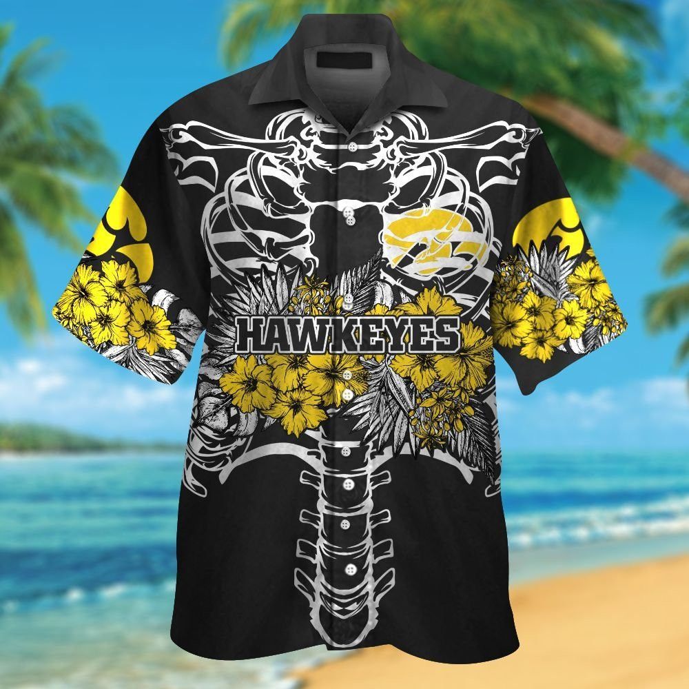 Iowa Hawkeyes Short Sleeve Button Up Tropical Hawaiian Shirt VER025
