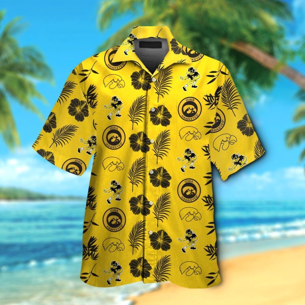 Iowa Hawkeyes Short Sleeve Button Up Tropical Hawaiian Shirt VER026