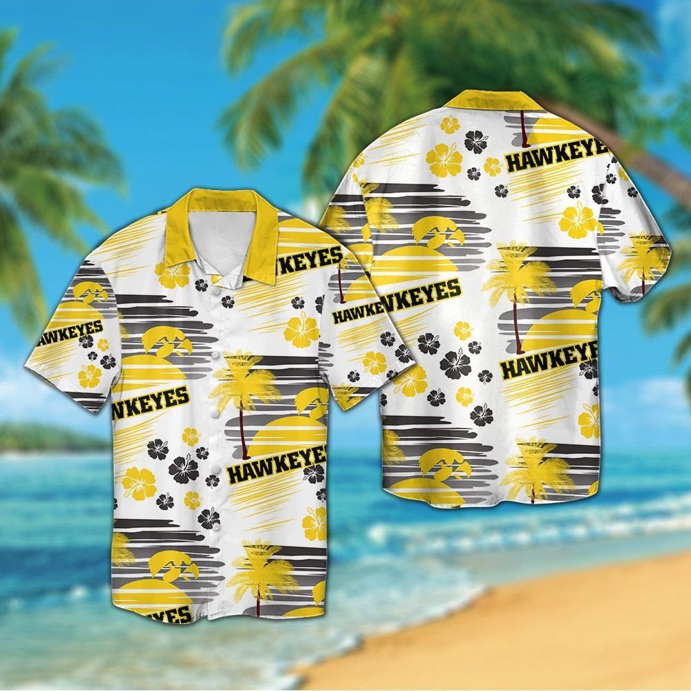 Iowa Hawkeyes Short Sleeve Button Up Tropical Hawaiian Shirt VER027