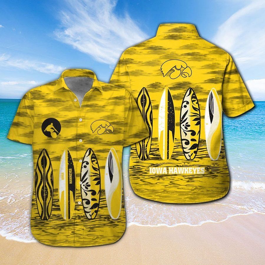 Iowa Hawkeyes Short Sleeve Button Up Tropical Hawaiian Shirt VER028