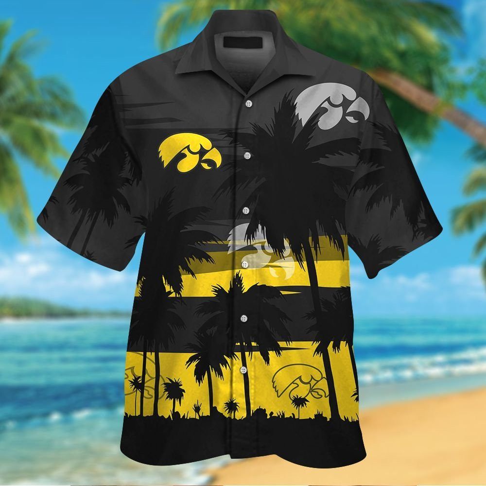 Iowa Hawkeyes Short Sleeve Button Up Tropical Hawaiian Shirt VER029