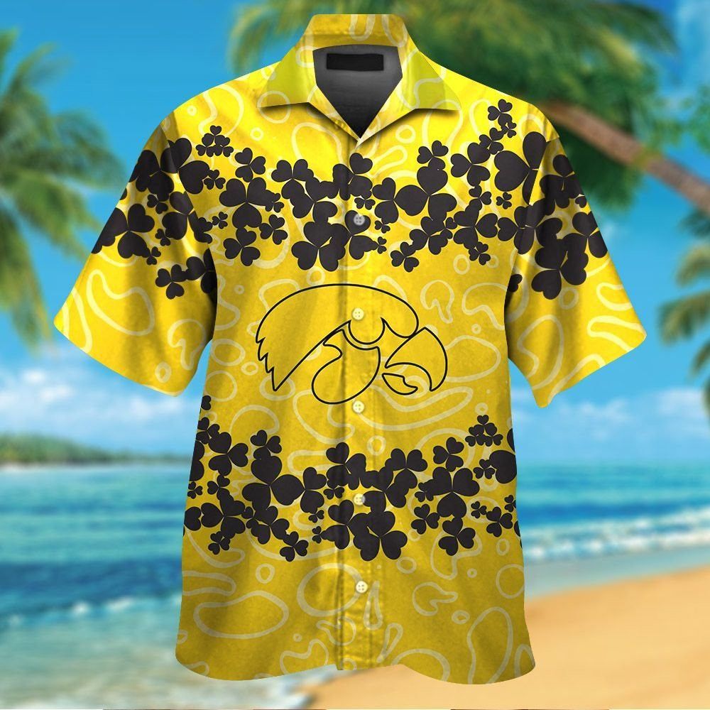 Iowa Hawkeyes Short Sleeve Button Up Tropical Hawaiian Shirt VER031